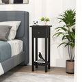 2 Tier Slim Nightstand Bedside Table with Drawer Shelf-Black Costway