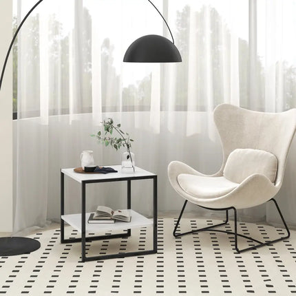 2-Tier Square End Table with Storage Shelf Reversible Design-White Costway