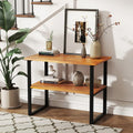 2-Tier Teak Wood End Table Sofa Side for Living Room Hallway Laundry - End & Side Tables
