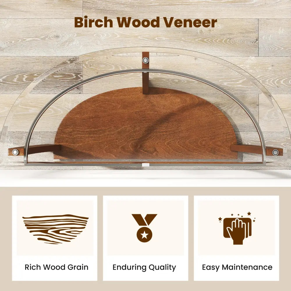 2-tier Tempered Glass Console Table with Clear Glass Top and Open Shelf-Walnut - Walnut - End & Side Tables