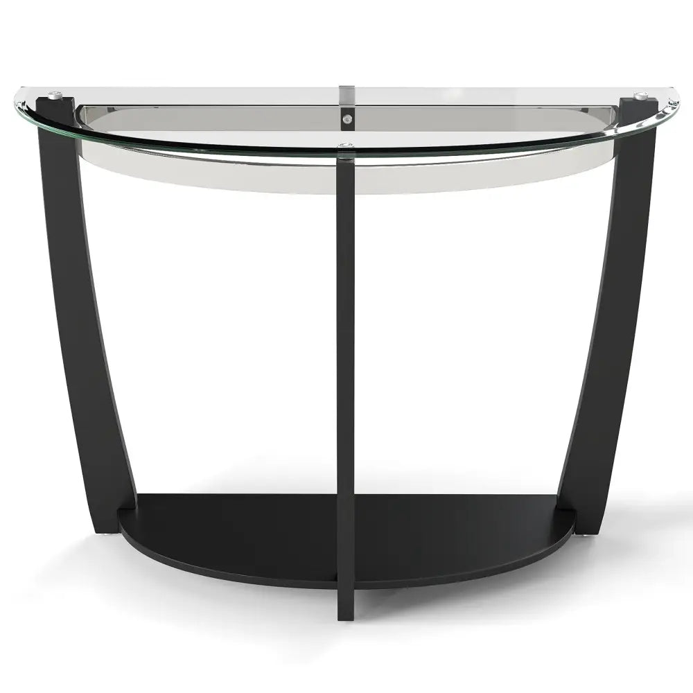 2-tier Tempered Glass Console Table with Clear Glass Top and Open Shelf-Black - Black - End & Side Tables
