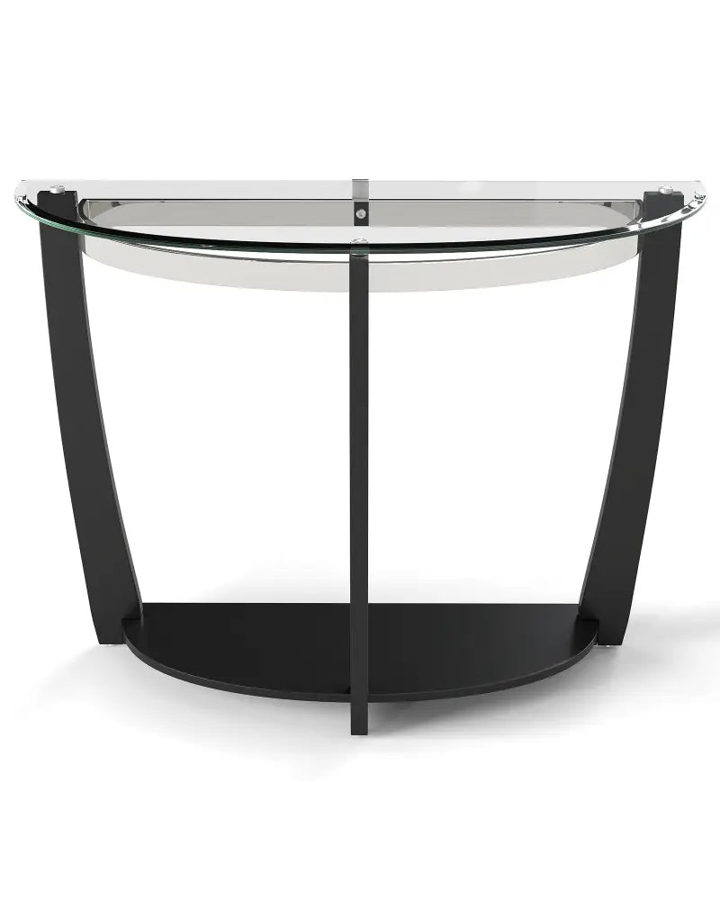 2-tier Tempered Glass Console Table with Clear Glass Top and Open Shelf-Black - Black - End & Side Tables