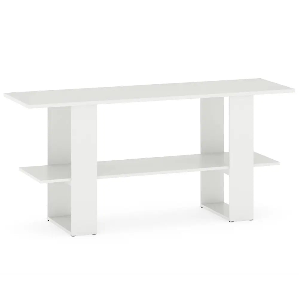2-Tier TV Stand with Storage for TVs up to 55 Inch Console Table with Open Shelf-White - White - Entertainment Centers