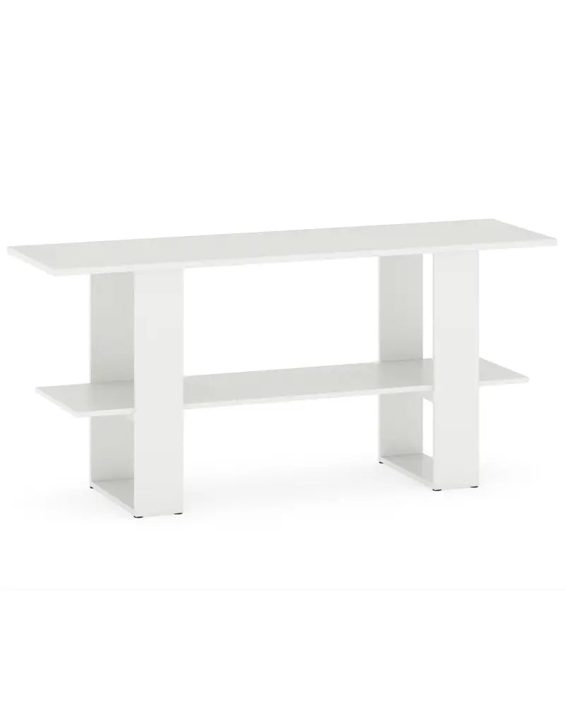 2-Tier TV Stand with Storage for TVs up to 55 Inch Console Table with Open Shelf-White - White - Entertainment Centers