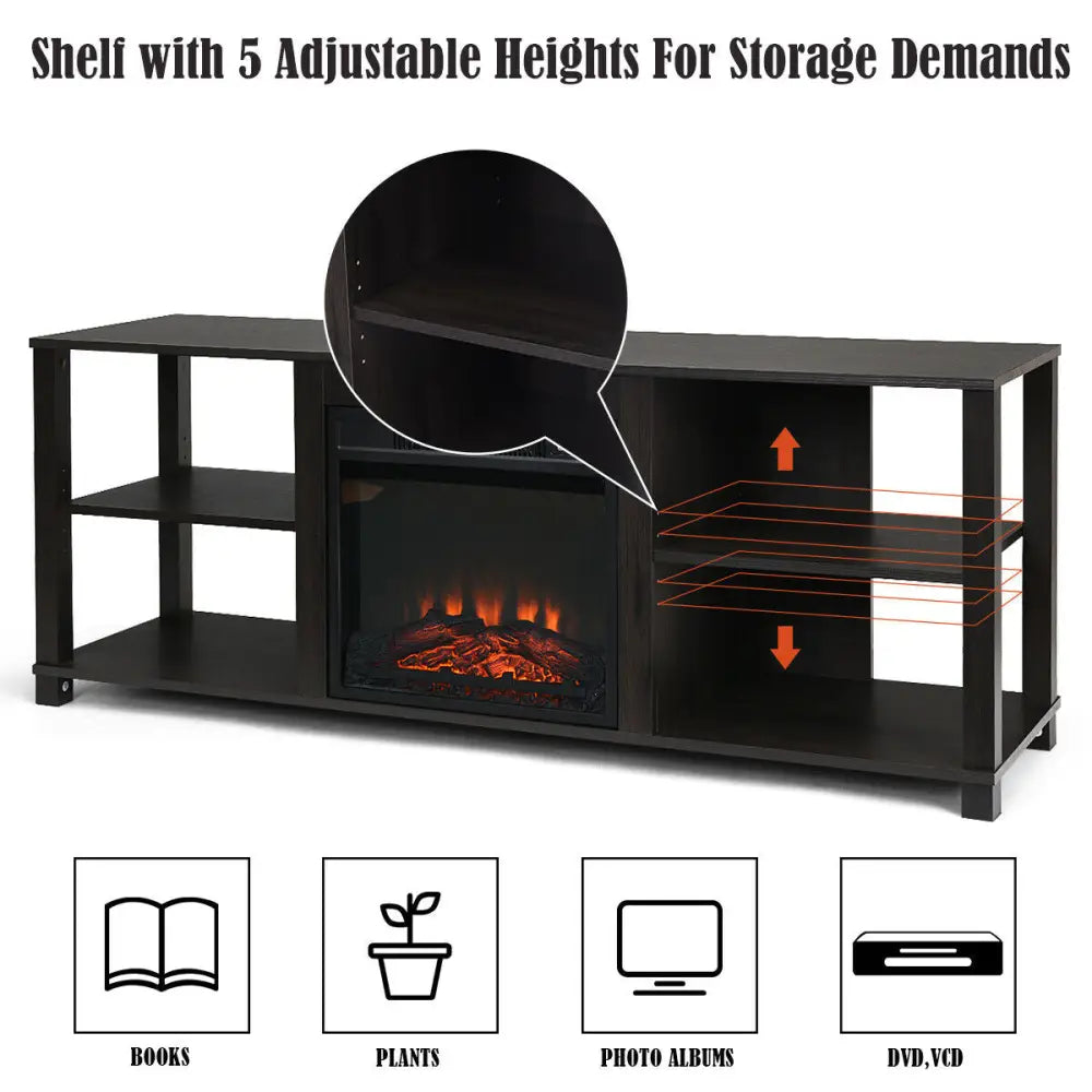 2-Tier TV Storage Cabinet Console with Adjustable Shelves - Black - Entertainment Centers & TV Stands