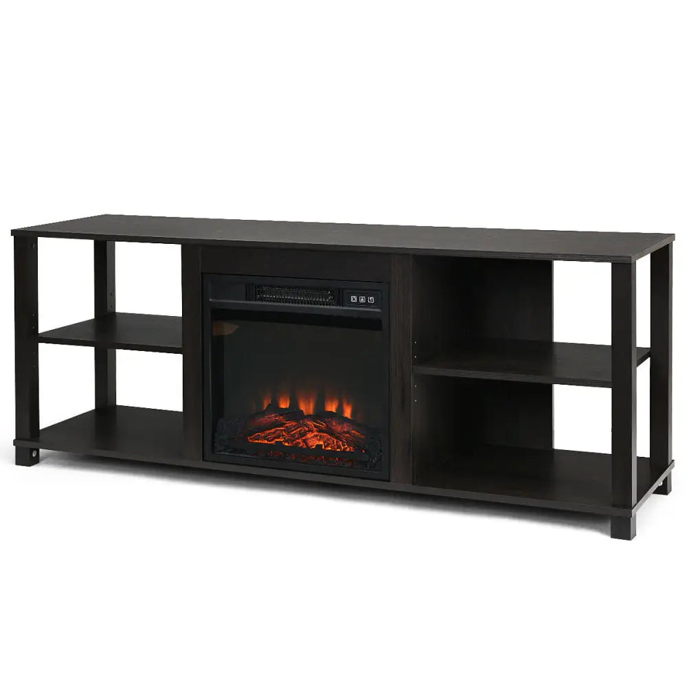 2-Tier TV Storage Cabinet Console with Adjustable Shelves - Black - Entertainment Centers & TV Stands