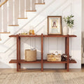 2-Tier Wood Bookshelf Low Horizontal Rubberwood Bookcase for Display-Walnut - Walnut - Bookcases
