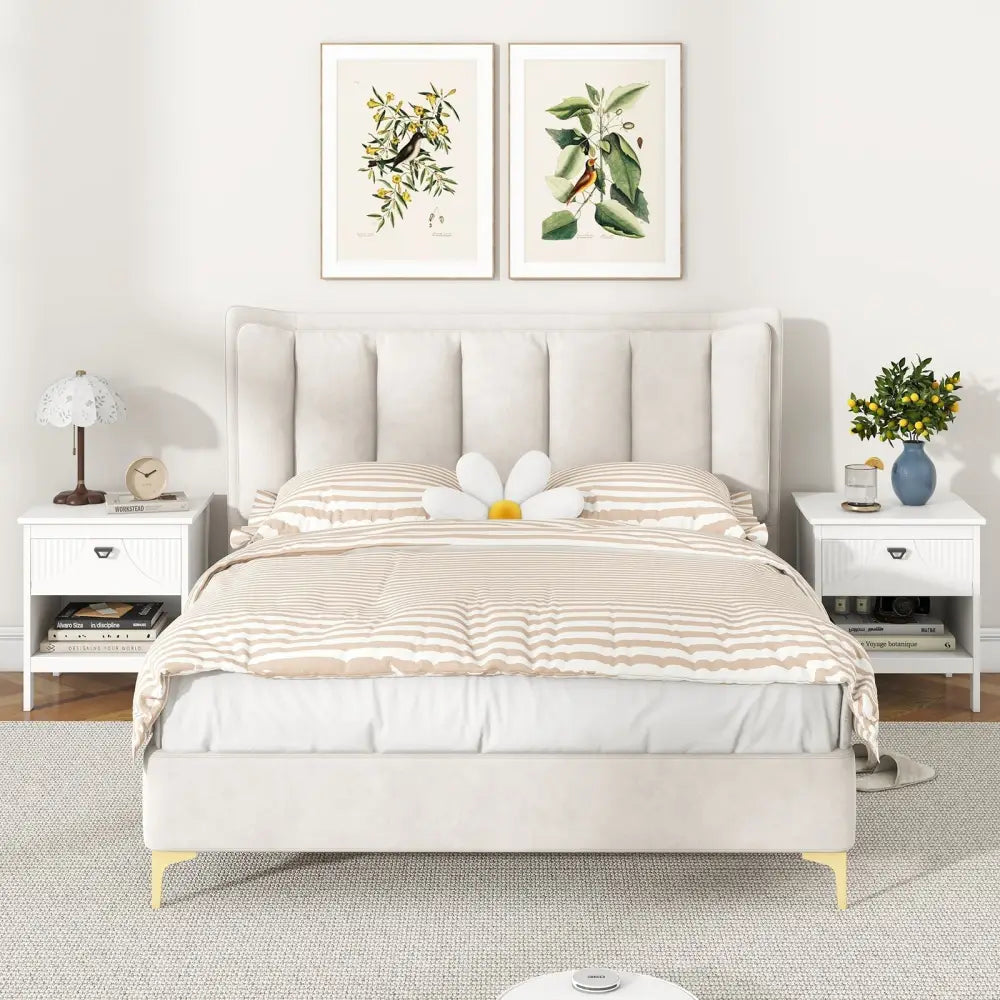 2-tier Wood Nightstand with Drawer and Open Storage Shelf for Bedroom-White Costway