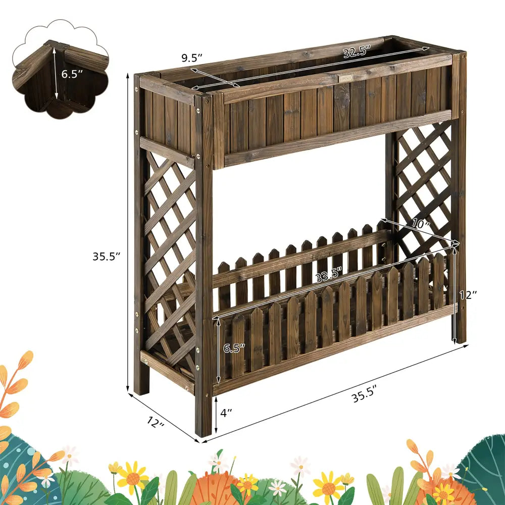 2-Tier Wood Raised Garden Bed for Vegetable and Fruit - Natural - Raised Garden Beds