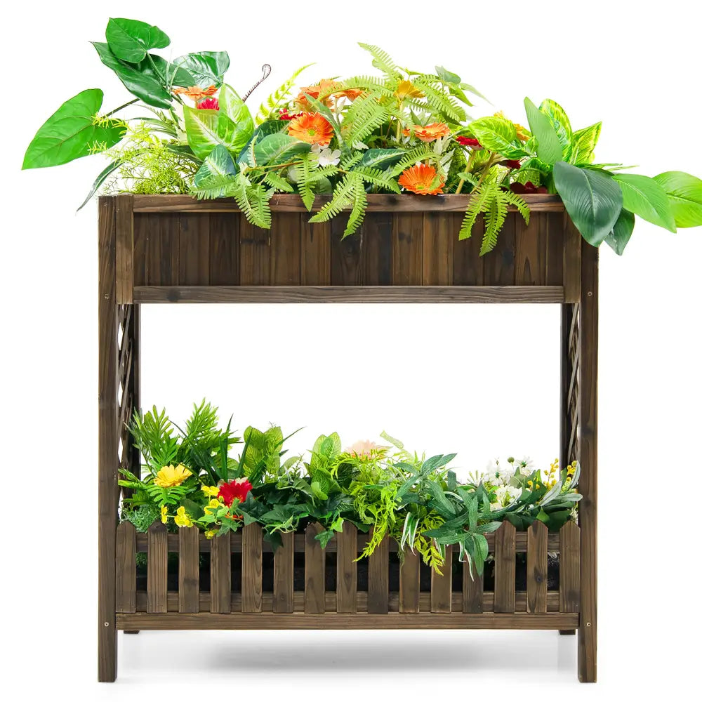 2-Tier Wood Raised Garden Bed for Vegetable and Fruit - Natural - Raised Garden Beds