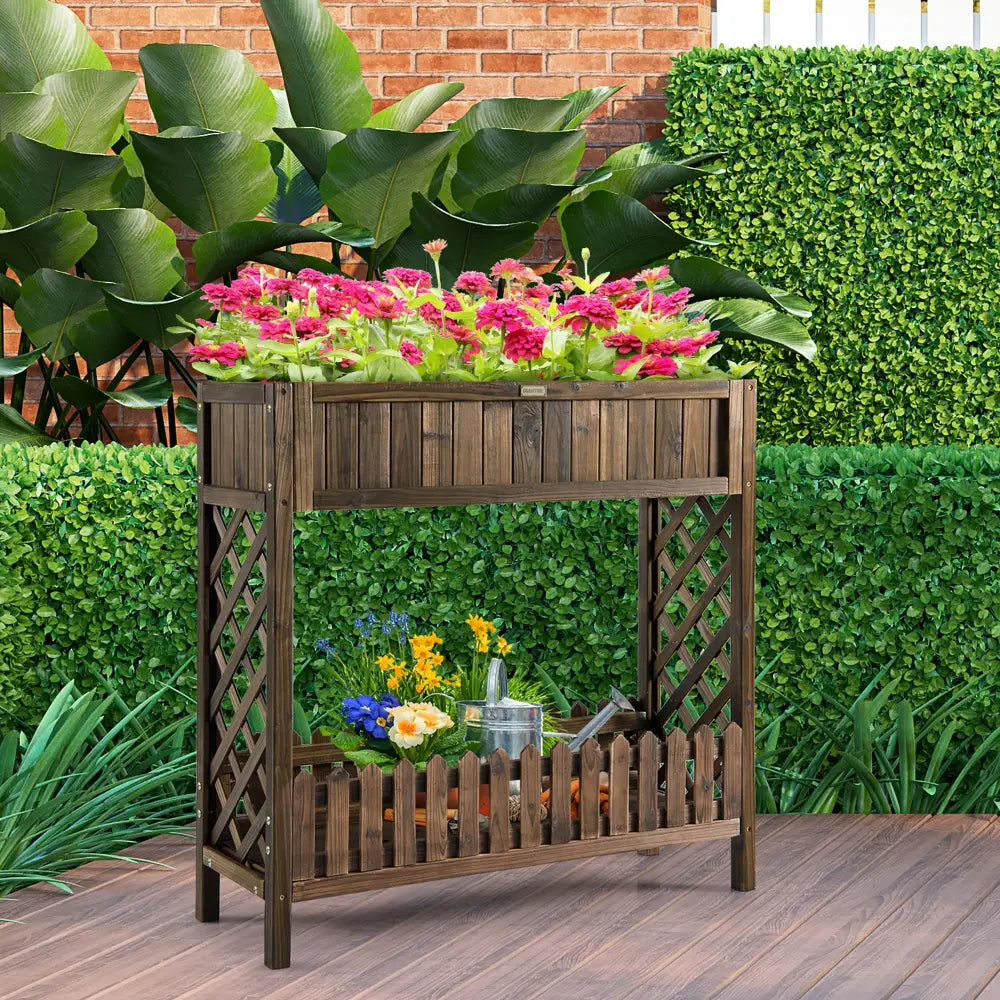 2-Tier Wood Raised Garden Bed for Vegetable and Fruit - Natural - Raised Garden Beds