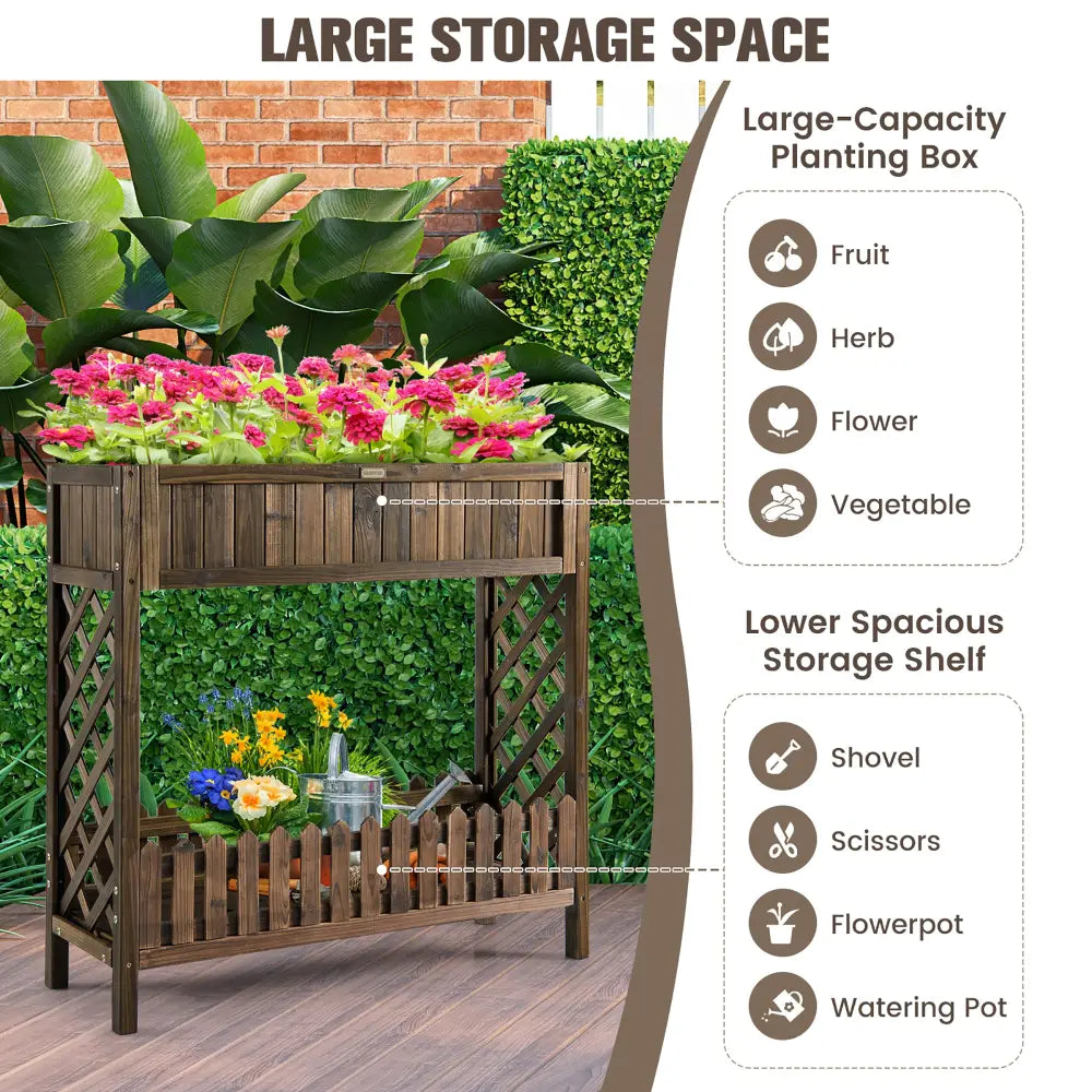 2-Tier Wood Raised Garden Bed for Vegetable and Fruit - Natural - Raised Garden Beds