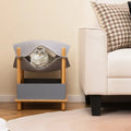 2-Tier Wooden Cat House with Semi-enclosed Condo and Removable Clothes-Gray - Gray - Cat Trees Condos & Scratchers