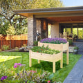2 Tier Wooden Elevated Planter Box with Legs and Drain Holes for Balcony and Yard - Natural - Raised Garden Beds