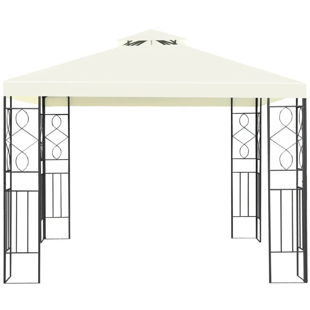 2 Tiers 10 x 10 Feet Patio Gazebo Canopy Tent - Beige - Gazebos