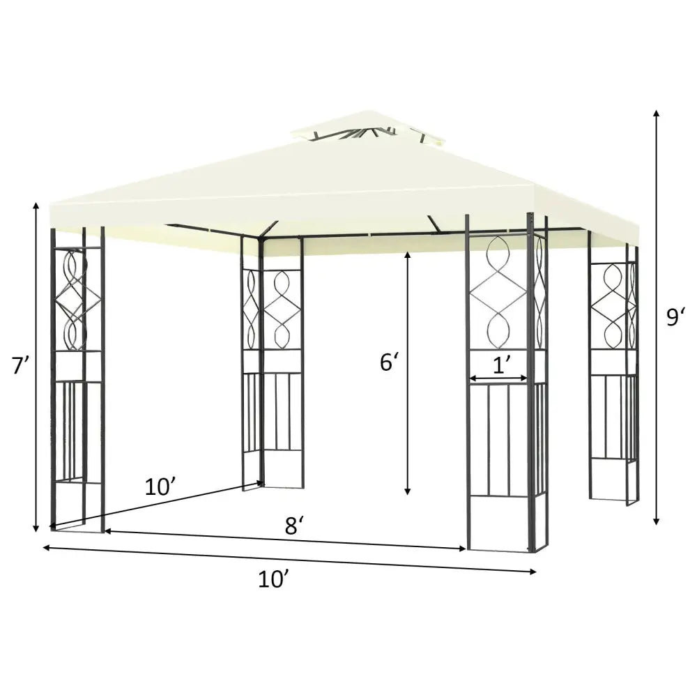 2 Tiers 10 x 10 Feet Patio Gazebo Canopy Tent - Beige - Gazebos