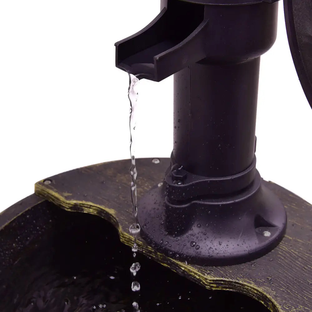2 Tiers Outdoor Barrel Waterfall Fountain with Pump - Bronze - Outdoor Decor