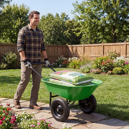 2 Tire Heavy-duty Dolly Utility Cart Wheelbarrow Garden Cart-Light Green - Light Green - Garden Carts