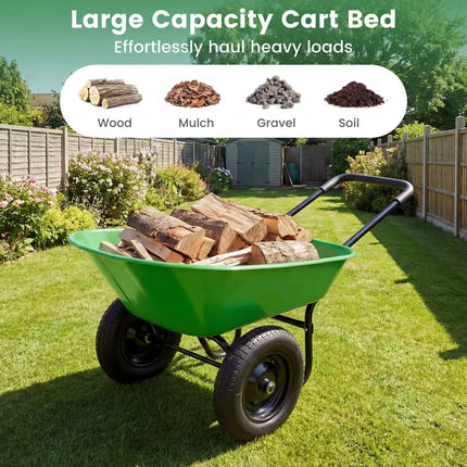 2 Tire Heavy-duty Dolly Utility Cart Wheelbarrow Garden Cart-Light Green - Light Green - Garden Carts