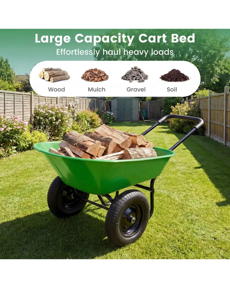 2 Tire Heavy-duty Dolly Utility Cart Wheelbarrow Garden Cart-Light Green - Light Green - Garden Carts