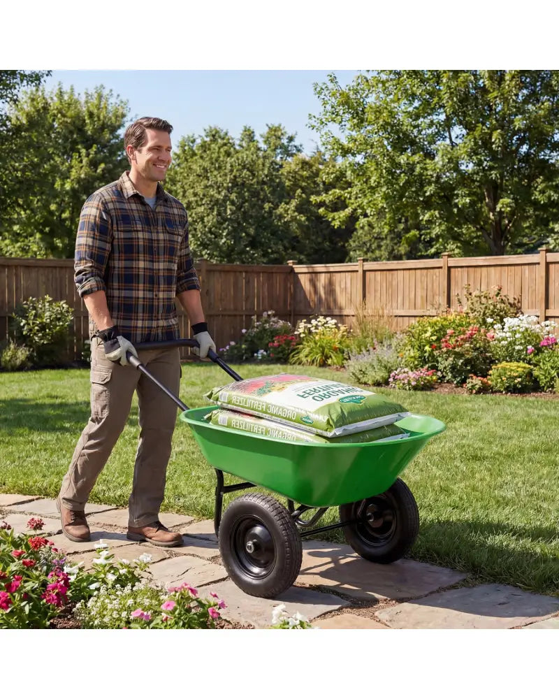 2 Tire Heavy-duty Dolly Utility Cart Wheelbarrow Garden Cart-Light Green - Light Green - Garden Carts