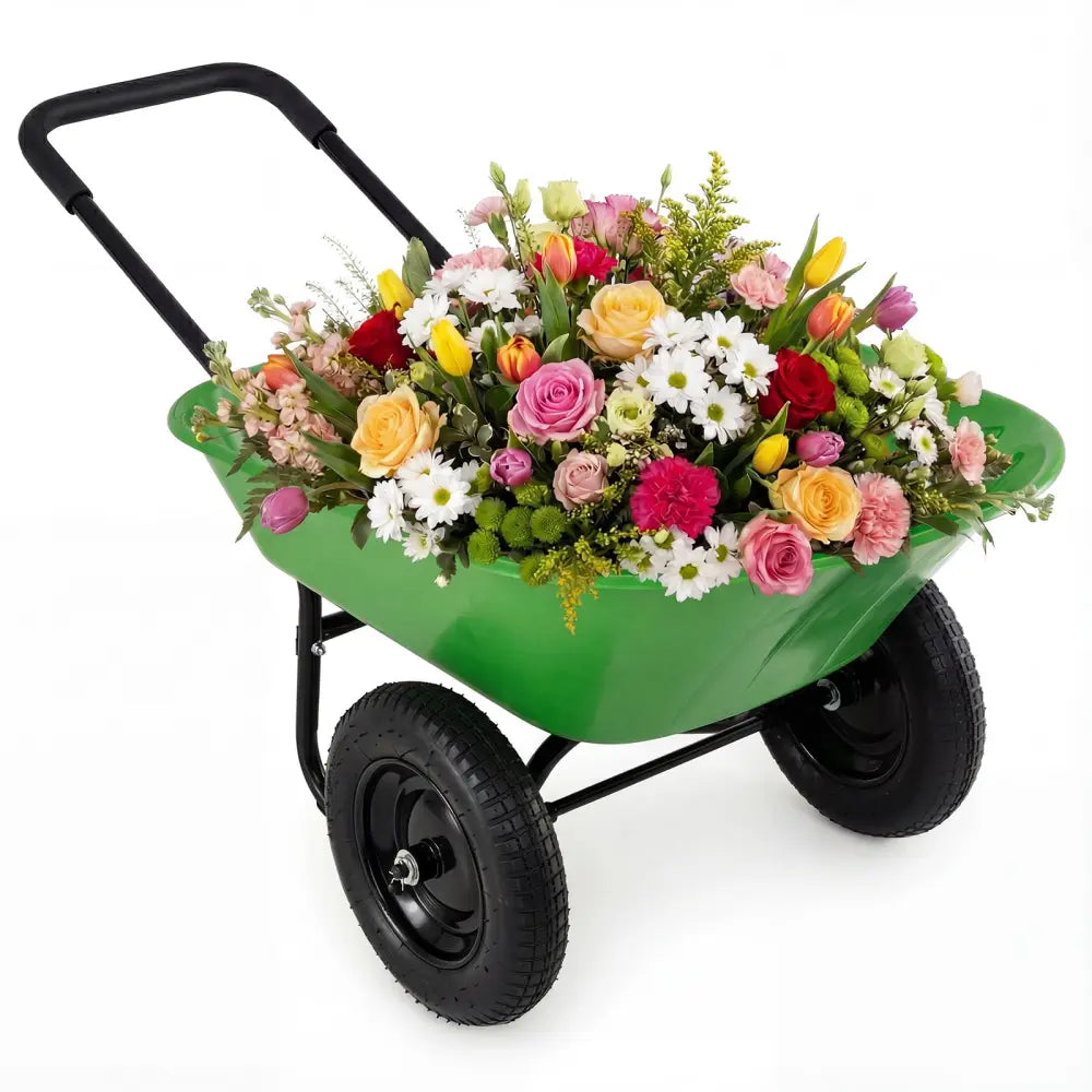 2 Tire Heavy-duty Dolly Utility Cart Wheelbarrow Garden Cart-Light Green - Light Green - Garden Carts