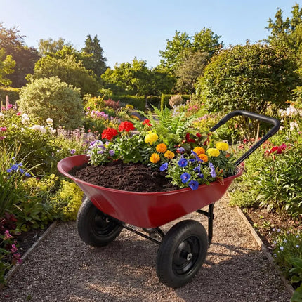 2 Tire Heavy-duty Dolly Utility Cart Wheelbarrow Garden Cart-Red - Red - Garden Carts