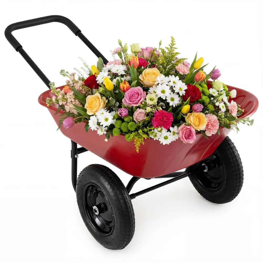 2 Tire Heavy-duty Dolly Utility Cart Wheelbarrow Garden Cart-Red - Red - Garden Carts