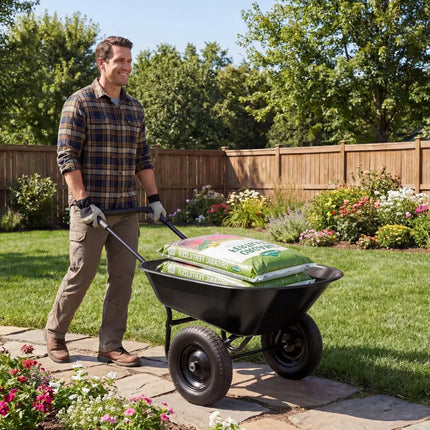 2 Tire Wheelbarrow Garden Cart Heavy-duty Dolly Utility Cart-Black - Black - Garden Carts