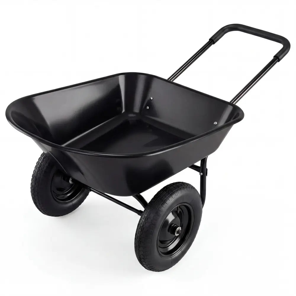 2 Tire Wheelbarrow Garden Cart Heavy-duty Dolly Utility Cart-Black - Black - Garden Carts