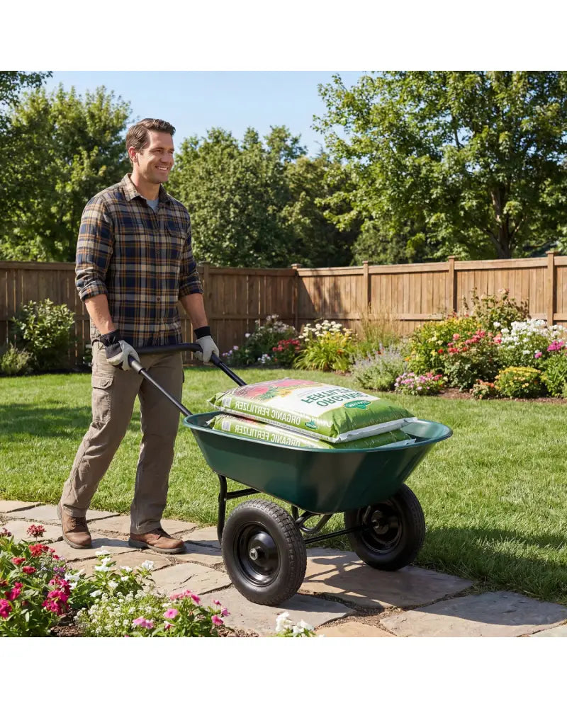 2 Tire Wheelbarrow Garden Cart Heavy-duty Dolly Utility Cart-Green - Green - Garden Carts