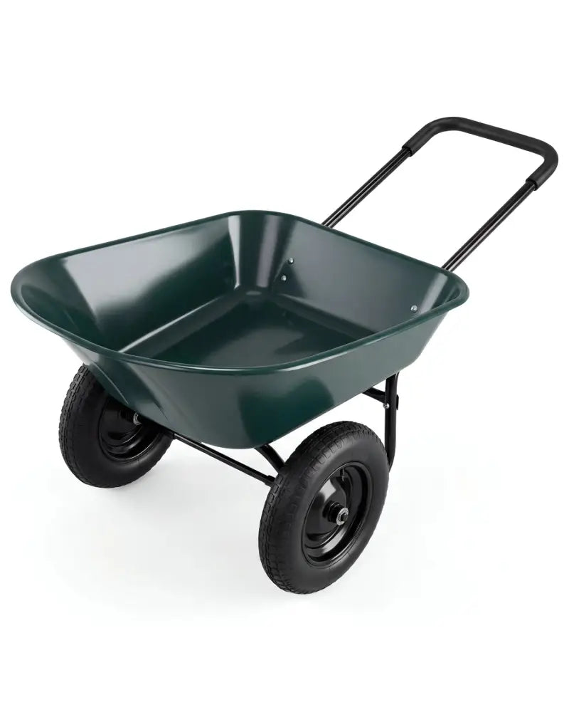 2 Tire Wheelbarrow Garden Cart Heavy-duty Dolly Utility Cart-Green - Green - Garden Carts