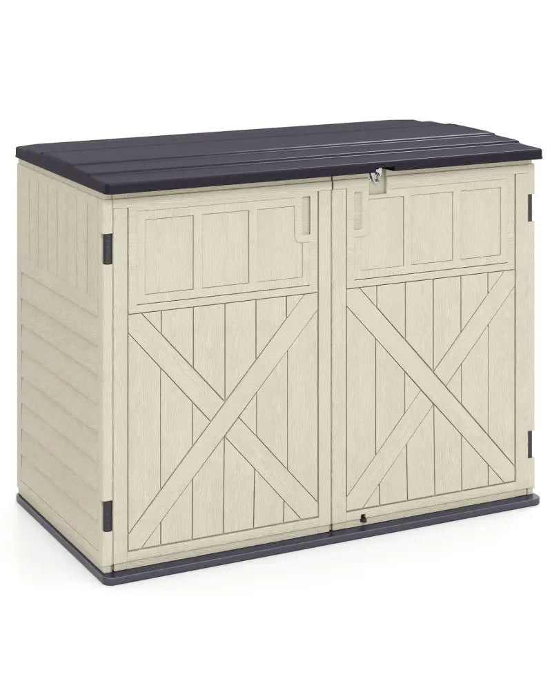 20 Cu.Ft Horizontal Resin Storage Shed with Adjustable Shelf-Beige - Beige - Sheds & Outdoor Storage