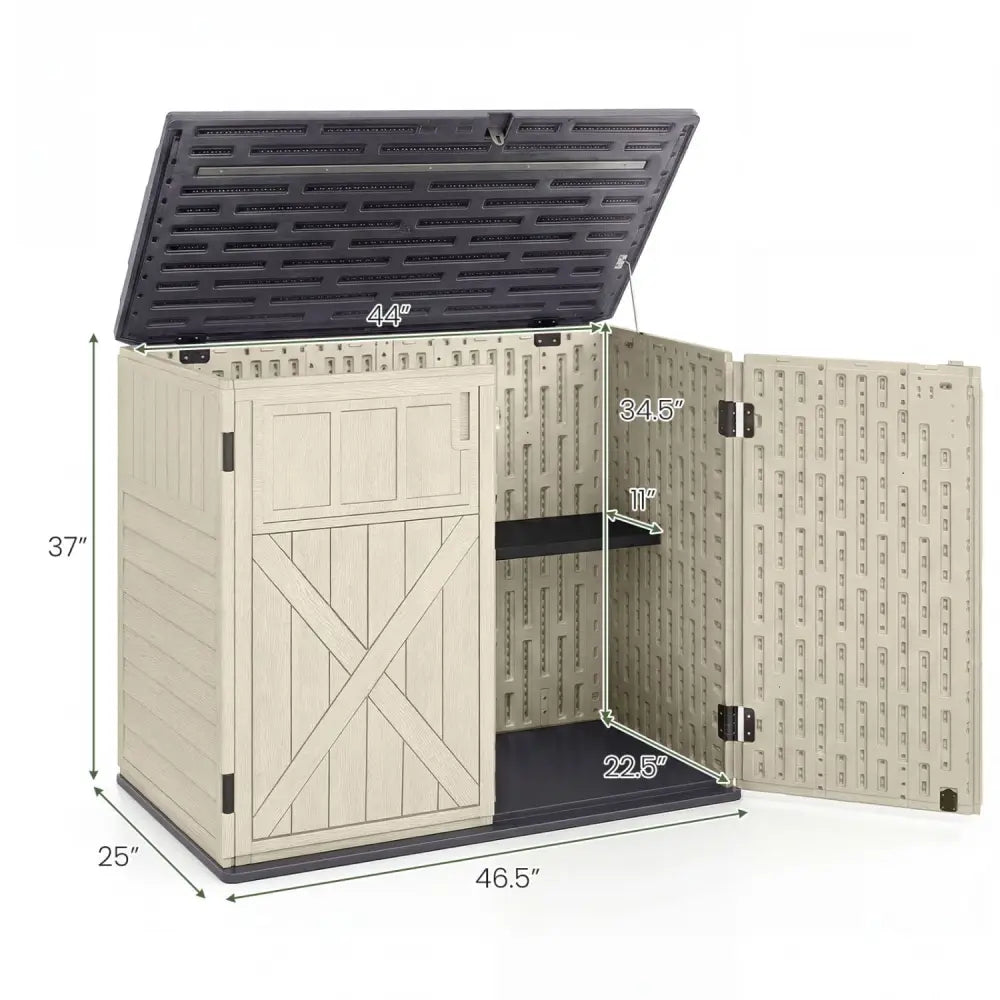 20 Cu.Ft Horizontal Resin Storage Shed with Adjustable Shelf-Beige - Beige - Sheds & Outdoor Storage