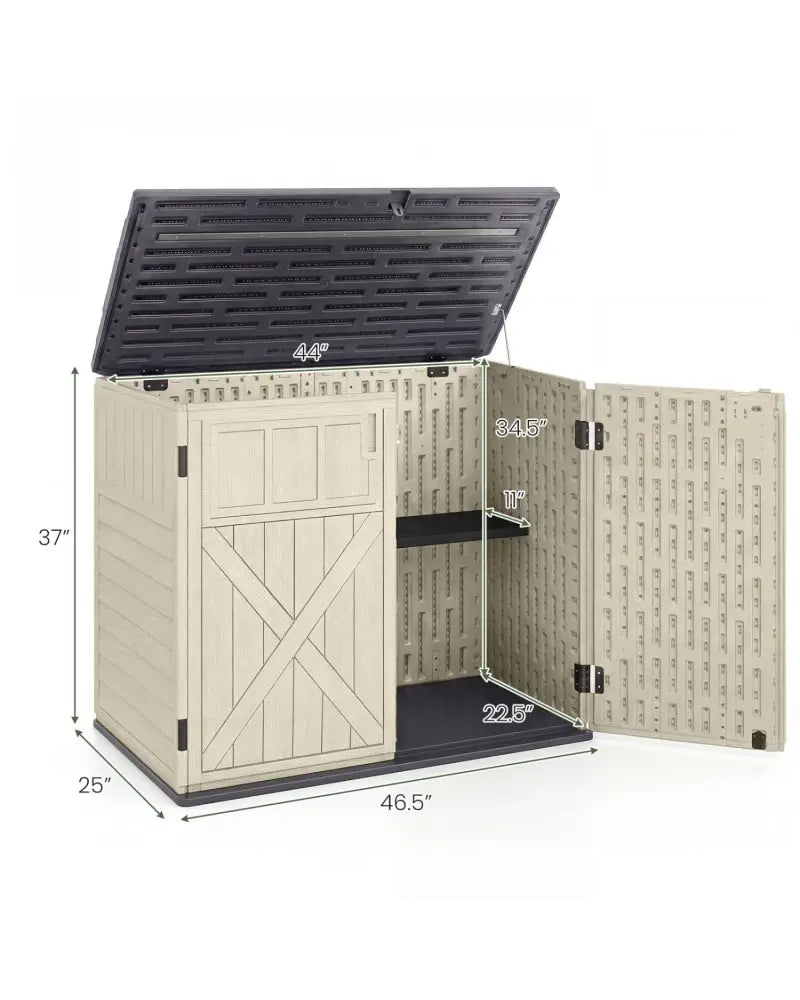20 Cu.Ft Horizontal Resin Storage Shed with Adjustable Shelf-Beige - Beige - Sheds & Outdoor Storage