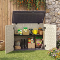 20 Cu.Ft Horizontal Resin Storage Shed with Adjustable Shelf-Beige - Beige - Sheds & Outdoor Storage