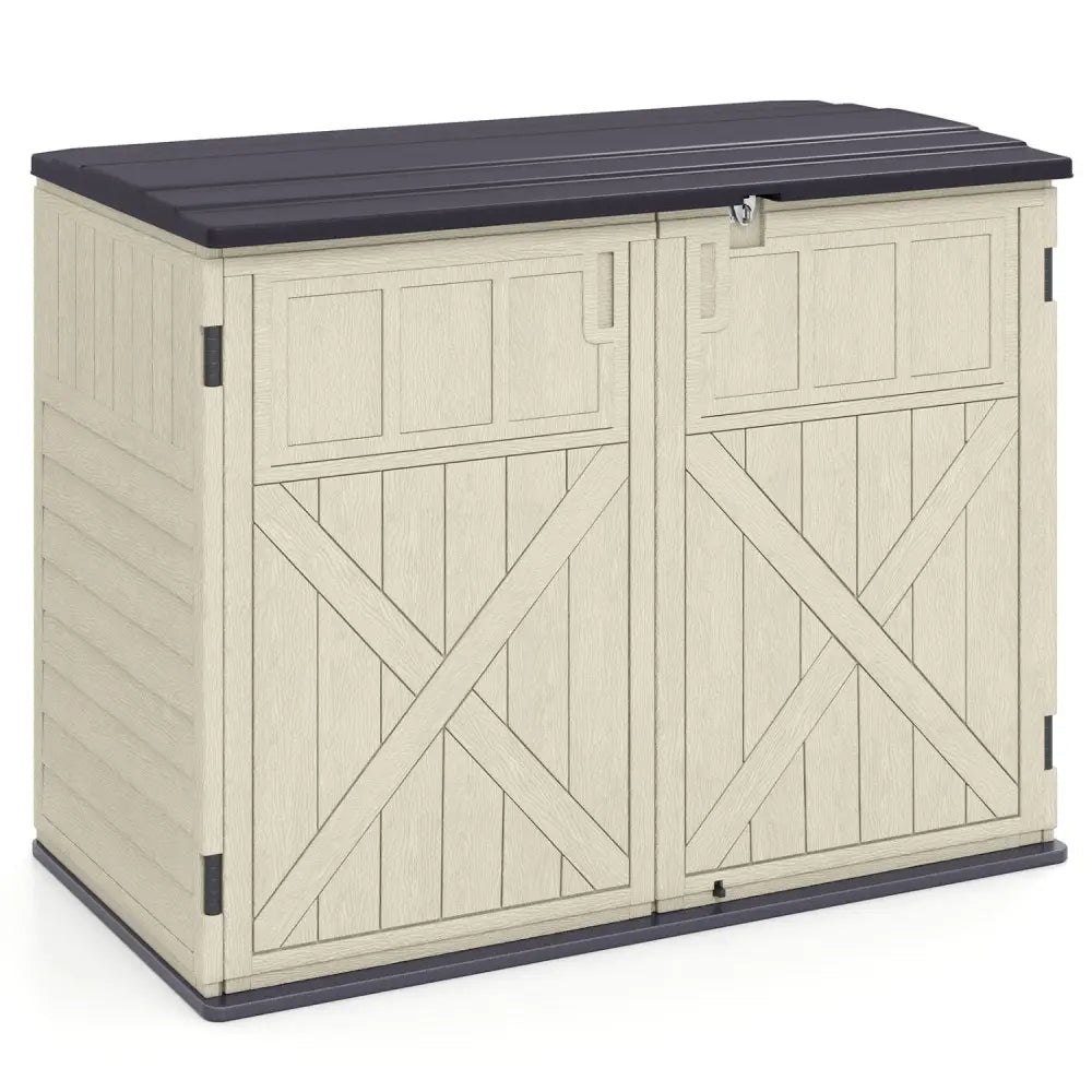 20 Cu.Ft Horizontal Resin Storage Shed with Adjustable Shelf-Beige - Beige - Sheds & Outdoor Storage