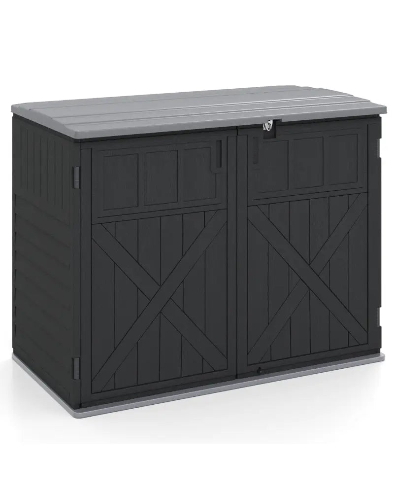 20 Cu.Ft Horizontal Resin Storage Shed with Adjustable Shelf-Black - Black - Sheds & Outdoor Storage