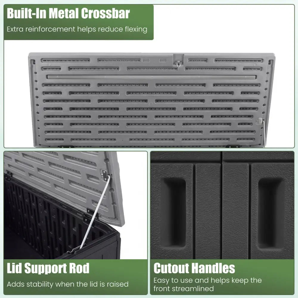 20 Cu.Ft Horizontal Resin Storage Shed with Adjustable Shelf-Black - Black - Sheds & Outdoor Storage
