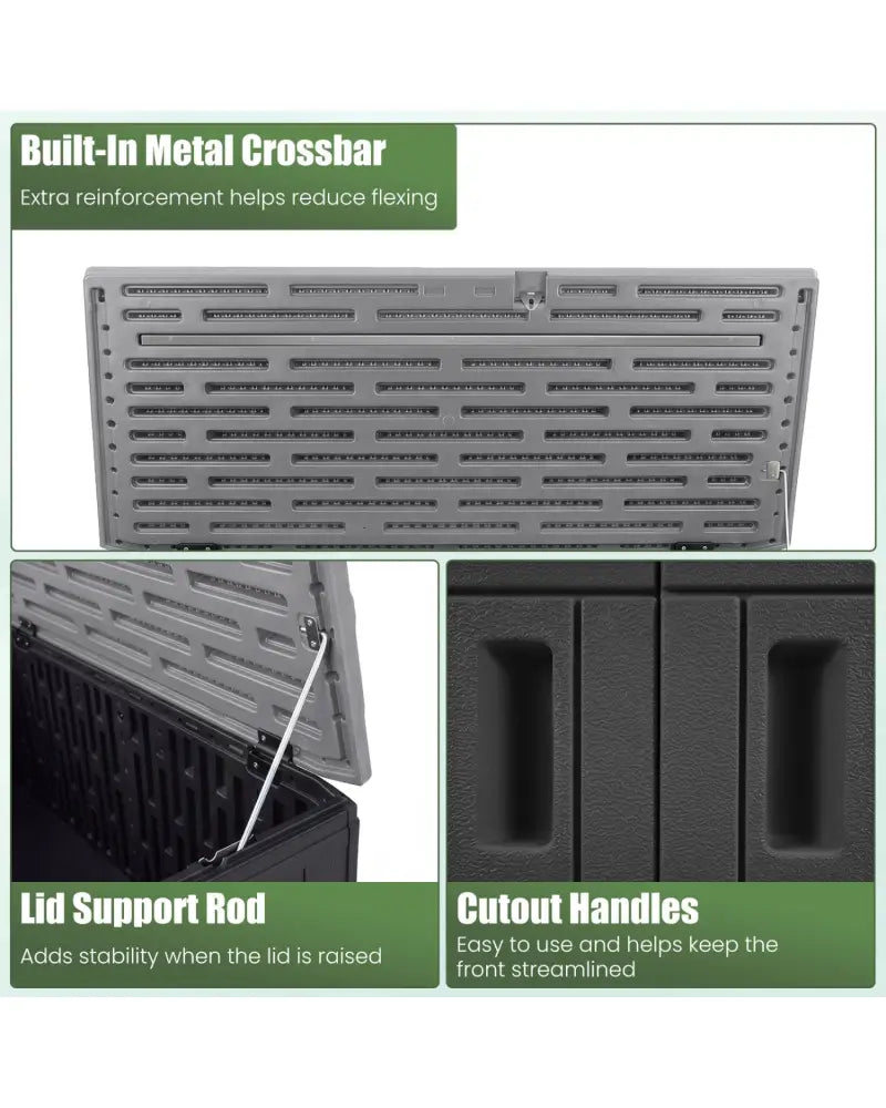 20 Cu.Ft Horizontal Resin Storage Shed with Adjustable Shelf-Black - Black - Sheds & Outdoor Storage