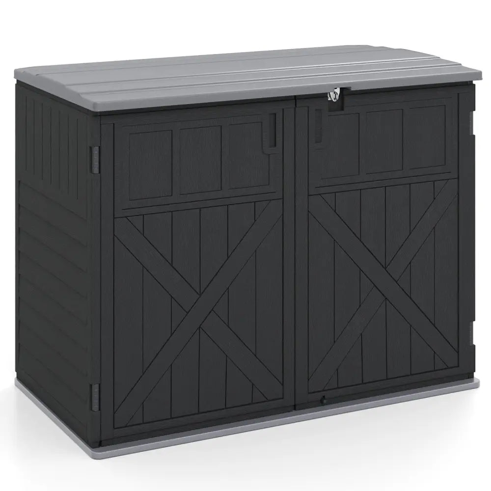 20 Cu.Ft Horizontal Resin Storage Shed with Adjustable Shelf-Black - Black - Sheds & Outdoor Storage