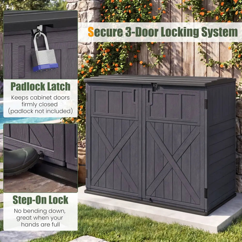 20 Cu.Ft Horizontal Resin Storage Shed with Adjustable Shelf-Brown - Brown - Sheds & Outdoor Storage