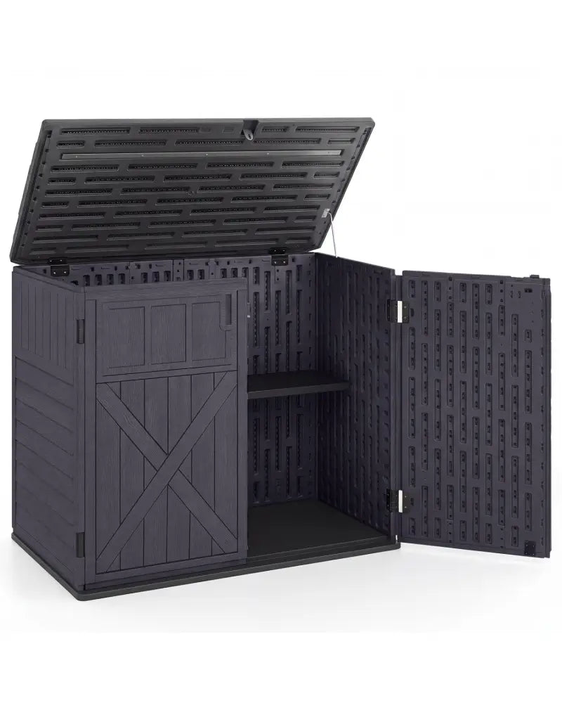 20 Cu.Ft Horizontal Resin Storage Shed with Adjustable Shelf-Brown - Brown - Sheds & Outdoor Storage