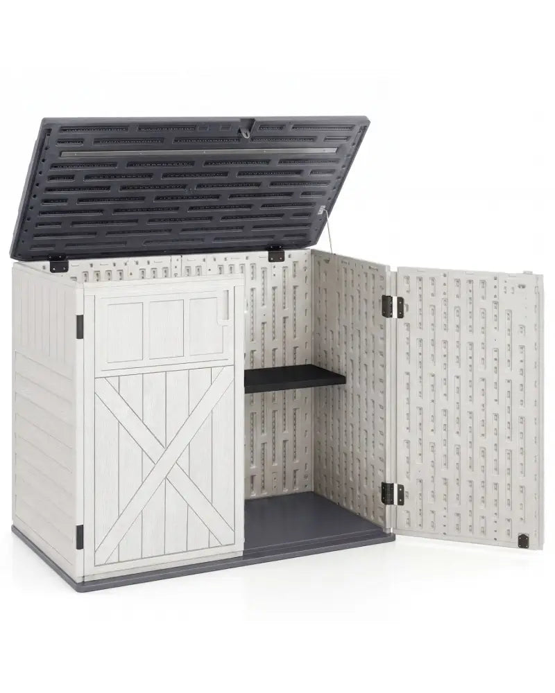 20 Cu.Ft Horizontal Resin Storage Shed with Adjustable Shelf-White - White - Sheds & Outdoor Storage