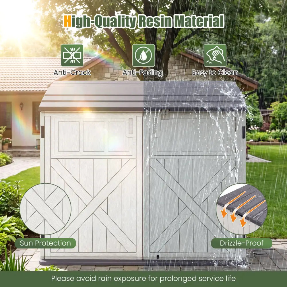 20 Cu.Ft Horizontal Resin Storage Shed with Adjustable Shelf-White - White - Sheds & Outdoor Storage