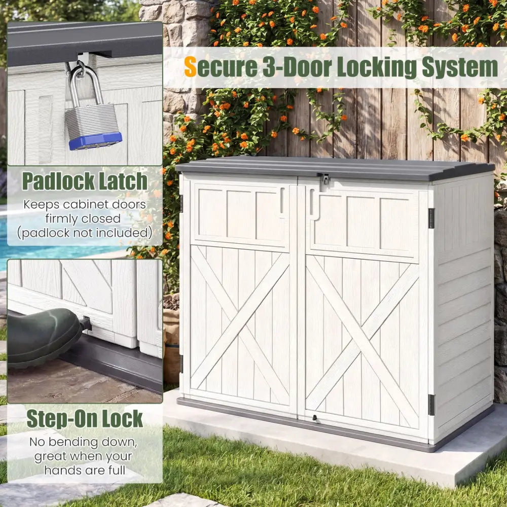 20 Cu.Ft Horizontal Resin Storage Shed with Adjustable Shelf-White - White - Sheds & Outdoor Storage