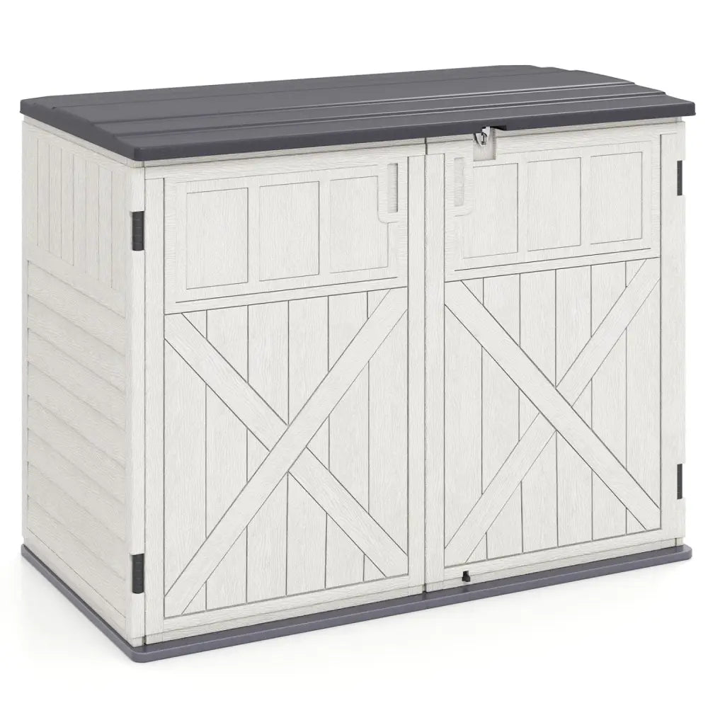 20 Cu.Ft Horizontal Resin Storage Shed with Adjustable Shelf-White - White - Sheds & Outdoor Storage