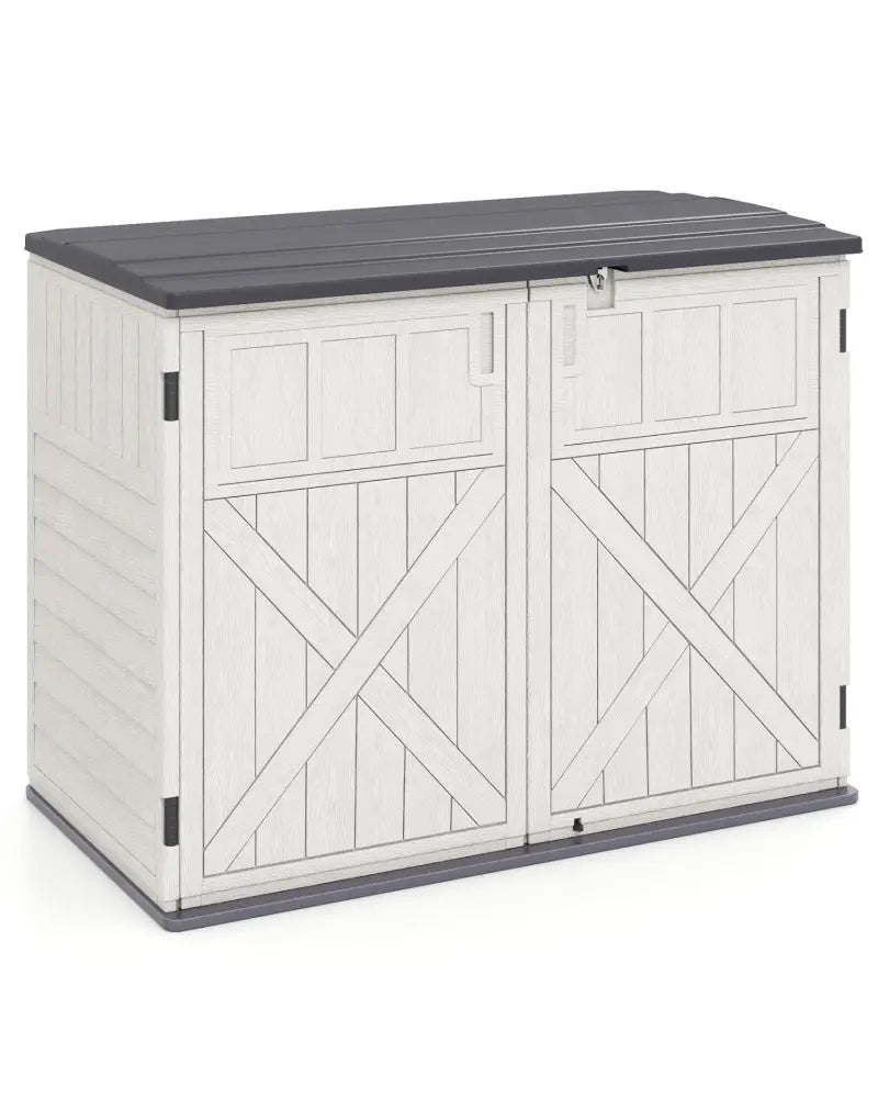 20 Cu.Ft Horizontal Resin Storage Shed with Adjustable Shelf-White - White - Sheds & Outdoor Storage