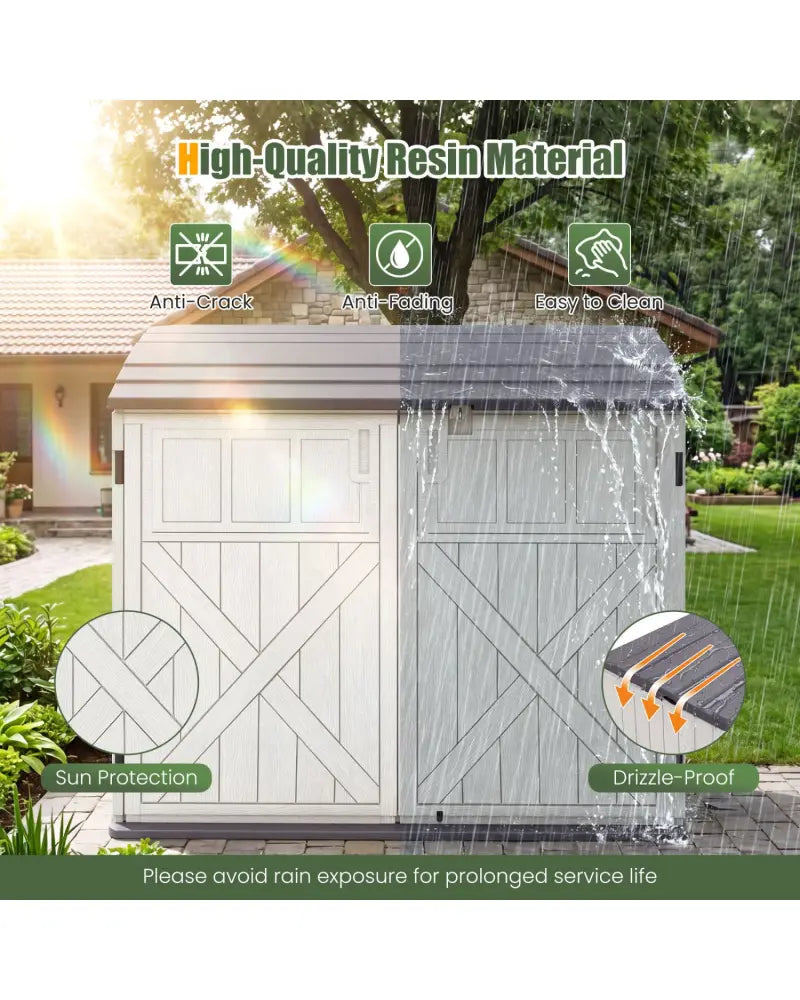 20 Cu.Ft Horizontal Resin Storage Shed with Adjustable Shelf-White - White - Sheds & Outdoor Storage