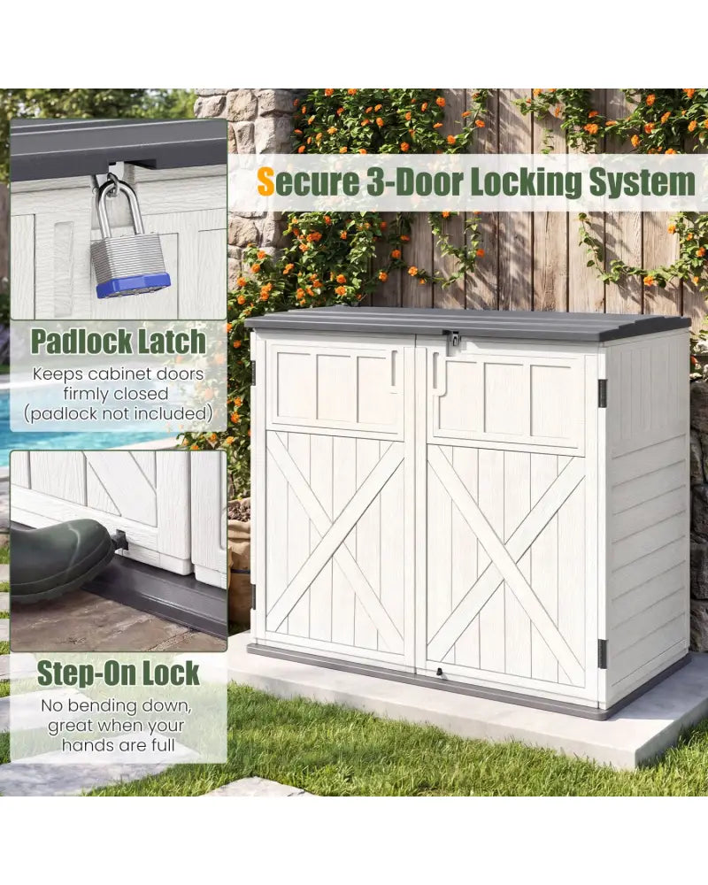 20 Cu.Ft Horizontal Resin Storage Shed with Adjustable Shelf-White - White - Sheds & Outdoor Storage